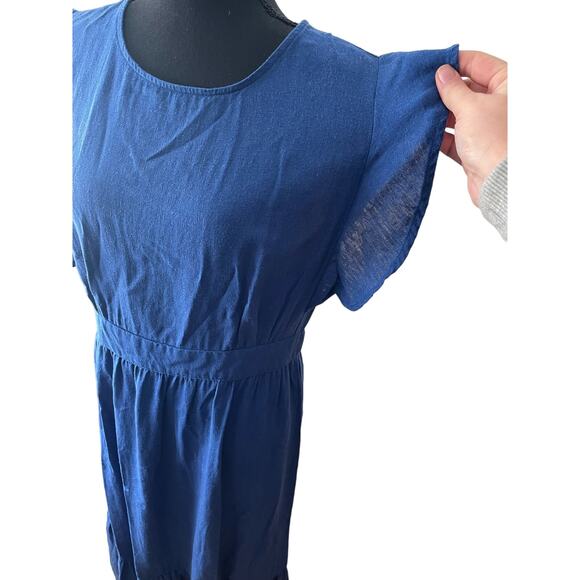 CYNTHIA ROWLEY Blue Linen Maxi Dress Size Medium - Picture 2 of 8